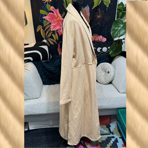 PEACE LOVE WORLD Shannon Shawl Collar Cotton Maxi Duster Coat, Almond Buff, L - Picture 9 of 16